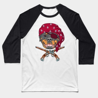 Dog Rottweiler Pirate Baseball T-Shirt